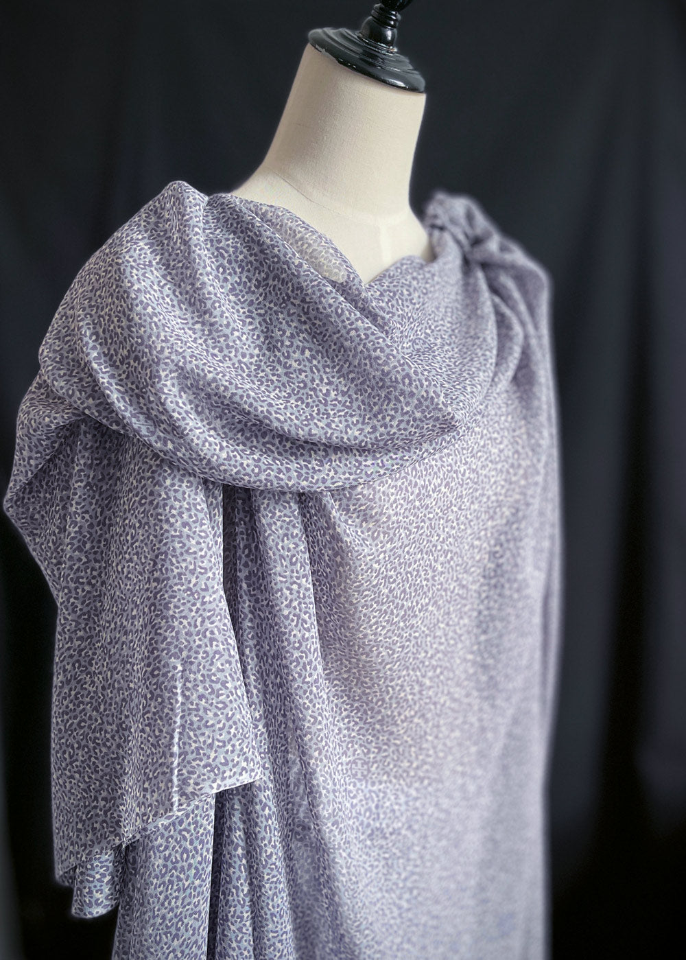 Snow Leopard, Silk Chiffon Fabric