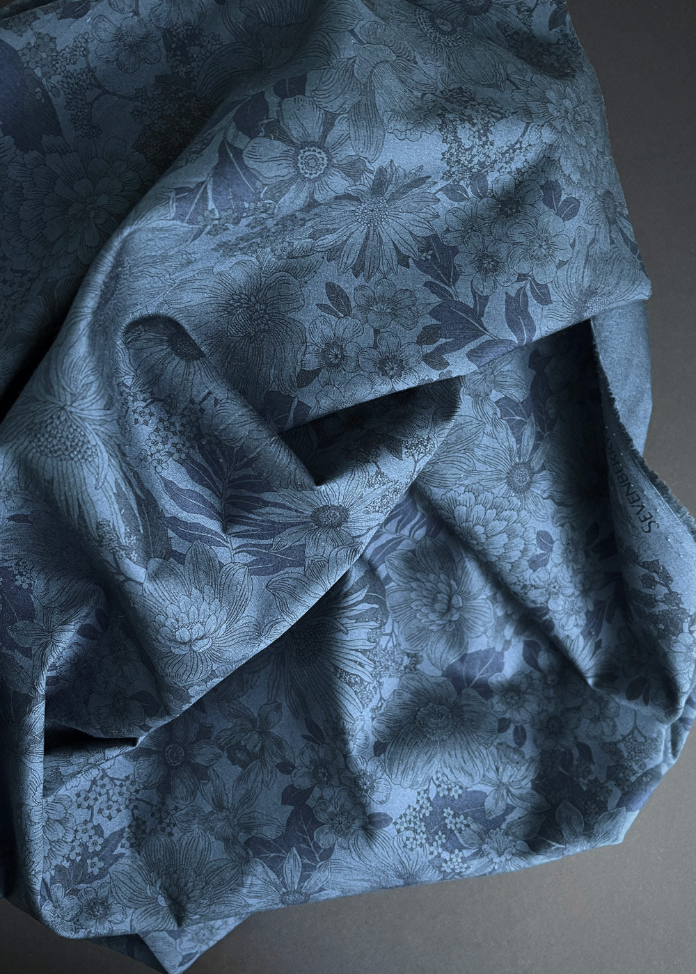 Stella Floral, Ocean. Cotton Poplin Fabric