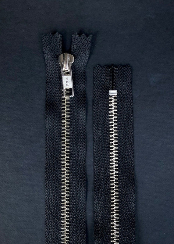 YKK Metal Nickel No. 5 Jeans Zip - Black, Various Sizes