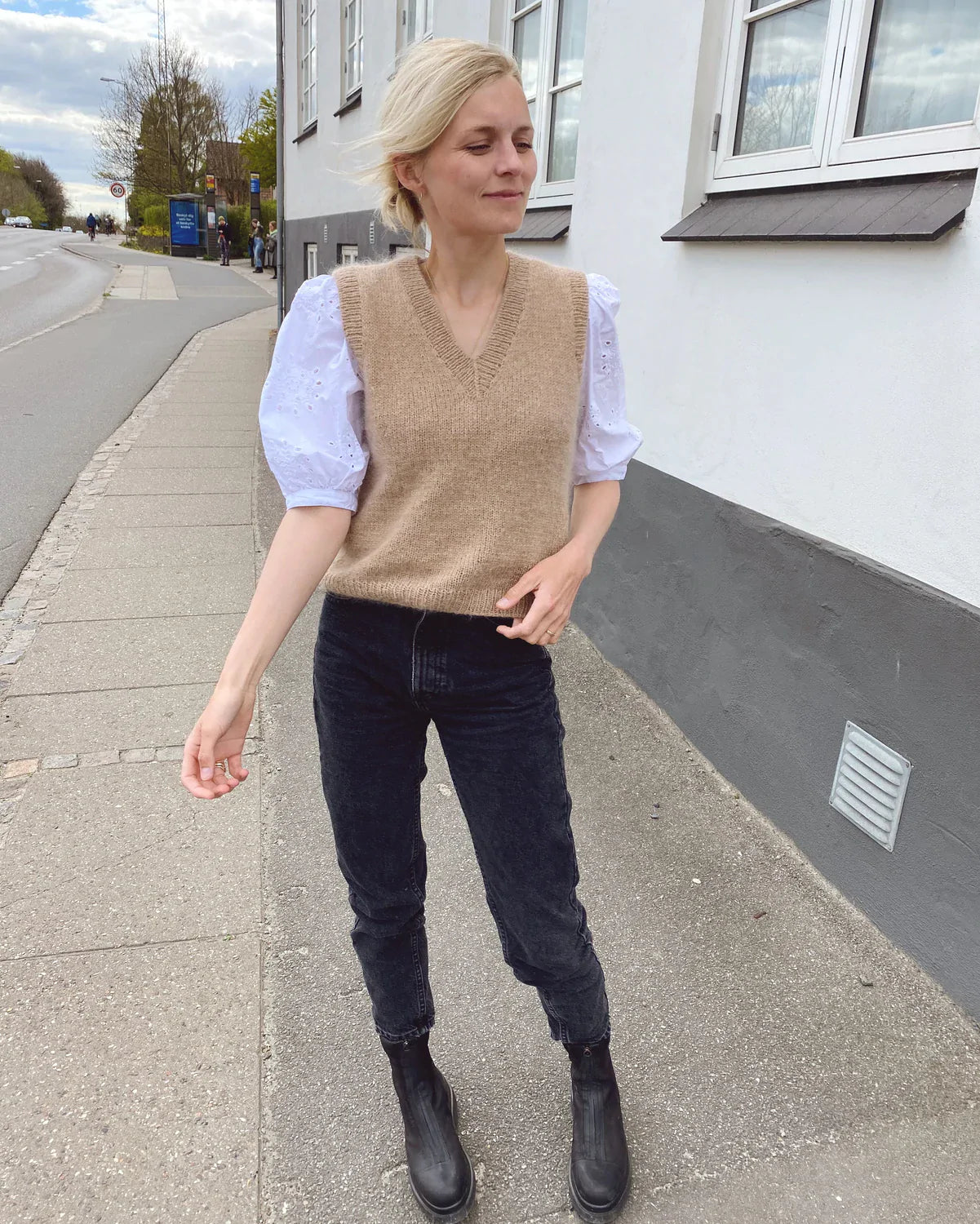 Stockholm Slipover - V-Neck Adult, Petite Knit. Knitting Pattern