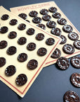 Vintage Buttons, Rosette Marble Brown. two sizes