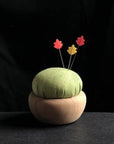 Tulip Cherry Wood Pin Cushion - Green. Moegi-iro