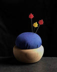 Tulip Cherry Wood Pin Cushion - Blue. Ruri-iro