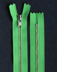 23cm. YKK Metal, Closed End Zip - Meadow Green
