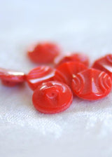 Vintage Deco Glass Buttons - Red