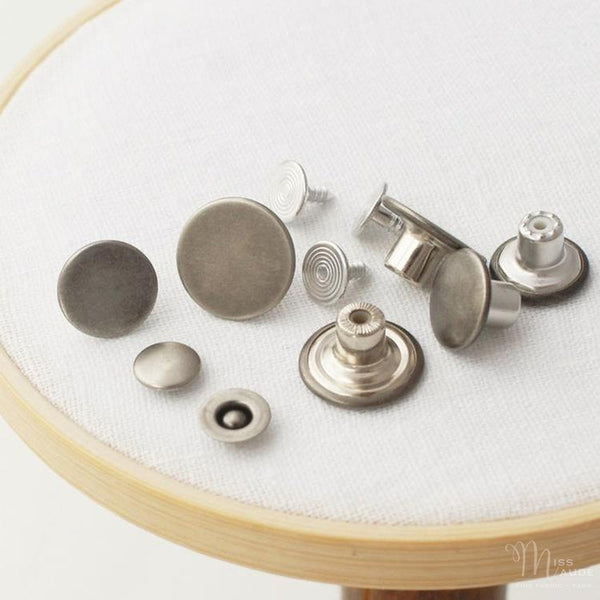 Jeans Buttons - pack of 5. Antique Nickel.  17mm or 14mm