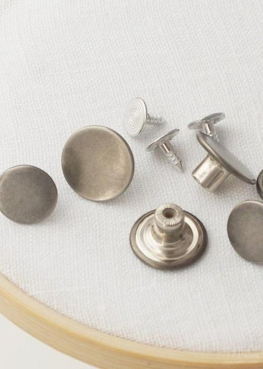 Jeans Buttons - pack of 5. Antique Nickel.  17mm or 14mm