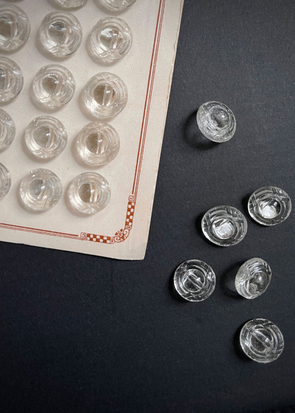 Vintage Clear Glass Buttons. Dome, 14mm