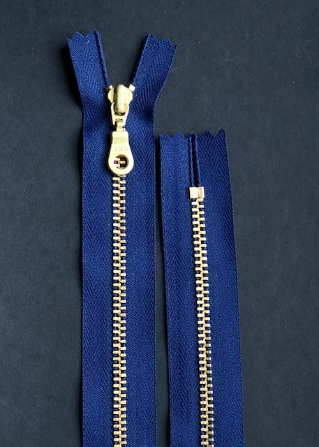 YKK Brass Zip with Donut Pull, Navy