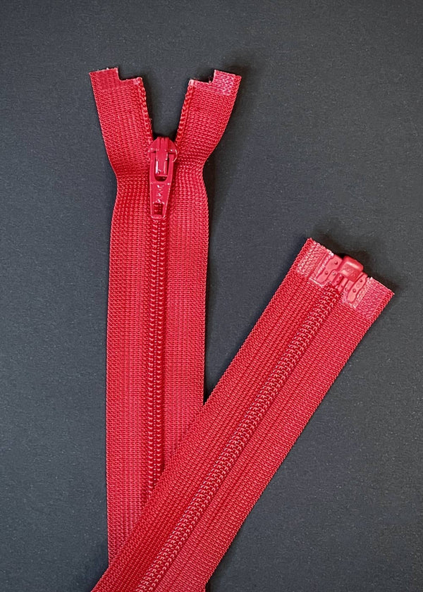 YKK, Open Ended #3 Vislon Zip. Red. 60cm