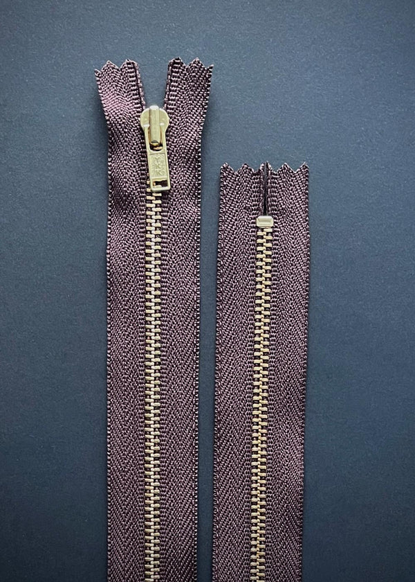 YKK Brass Metal Zip - Brown 20cm