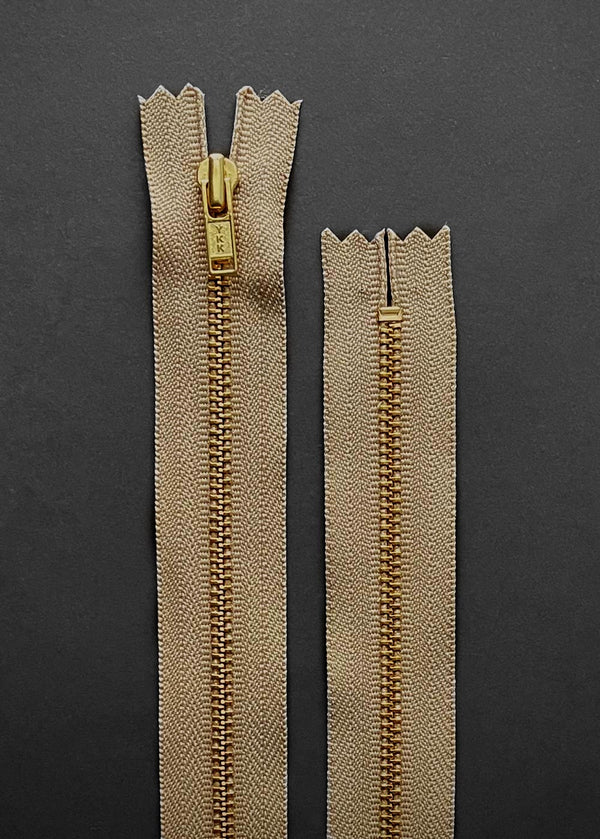 YKK Brass Metal Zip - Jute 20cm