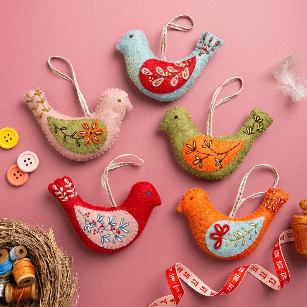 PRE-ORDER. Folk Birds - Felt Hand Stitching Kit, Corinne Lapierre