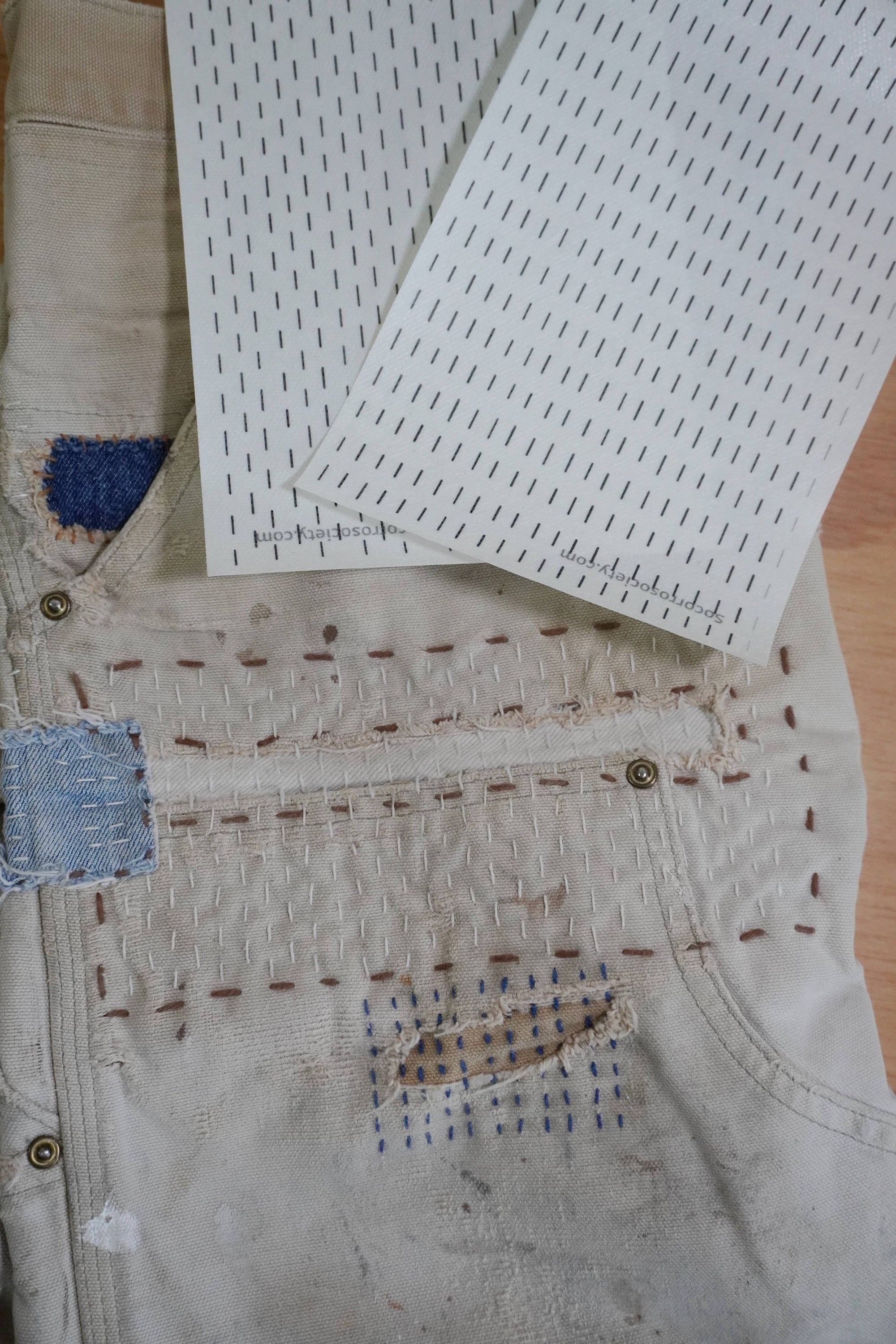 Visible Mending Stick and Stitch Lined Guides
