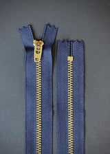 YKK Metal Brass Jeans Zip - Navy