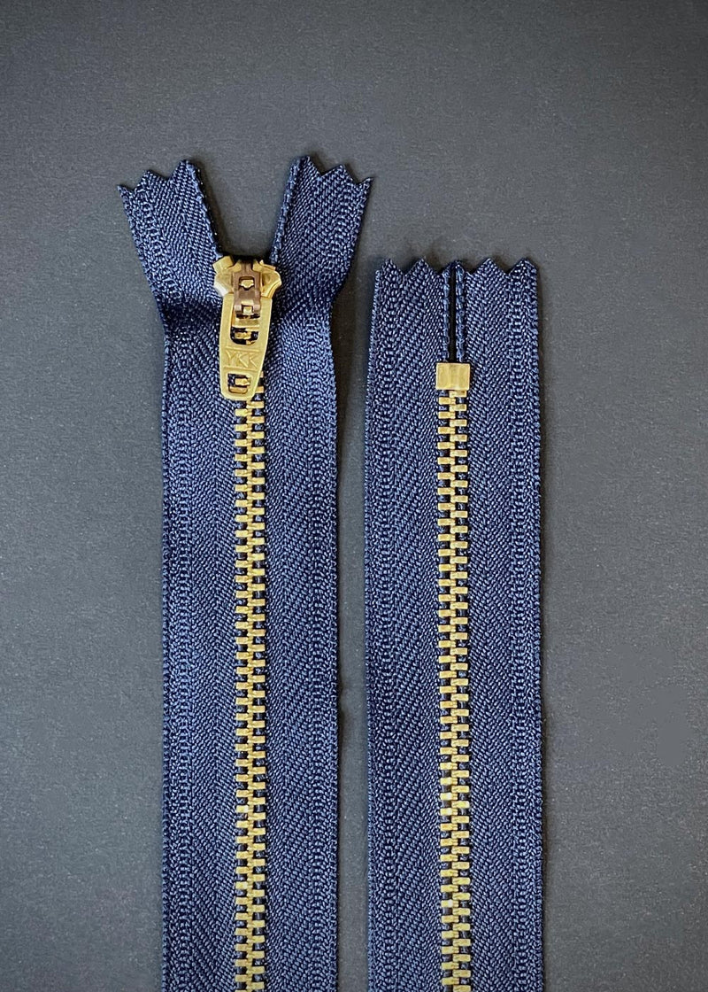 YKK Metal Brass Jeans Zip - Navy