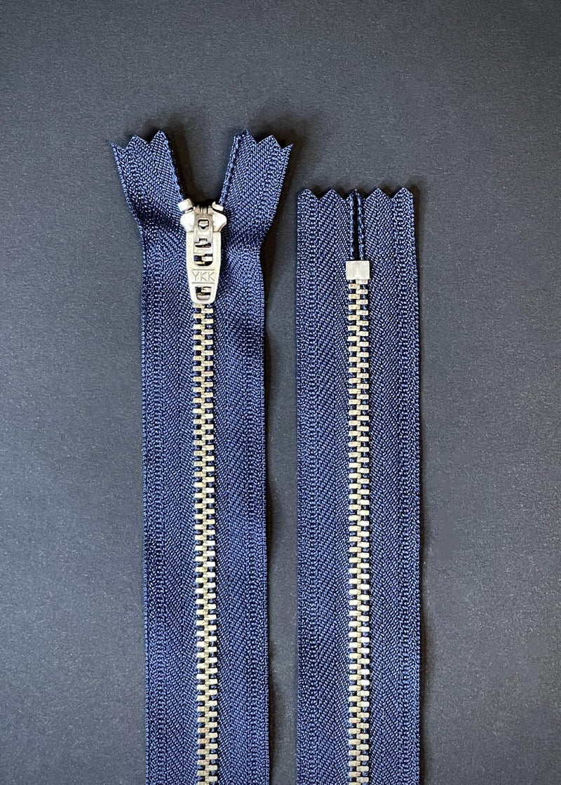 YKK Nickel Jeans Zip - Navy, 20cm