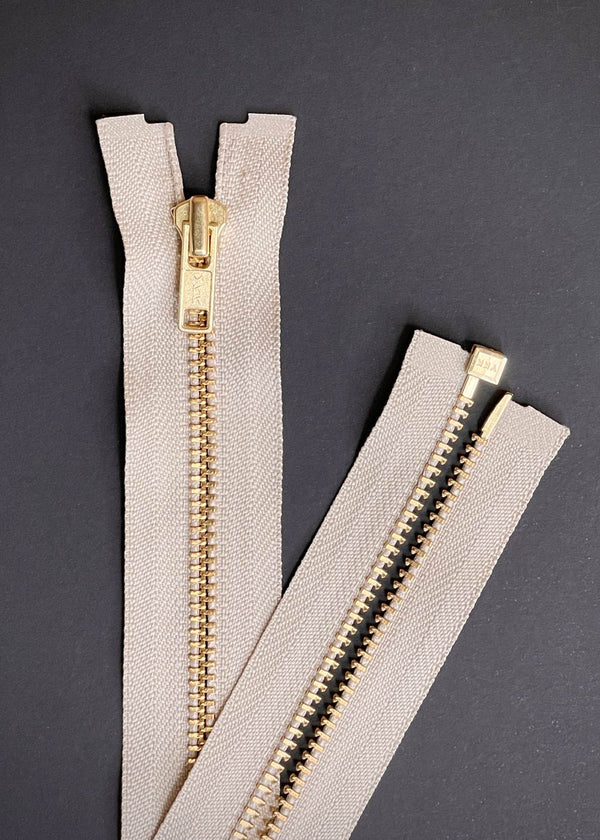 YKK, Open Ended Brass. Beige. 60cm