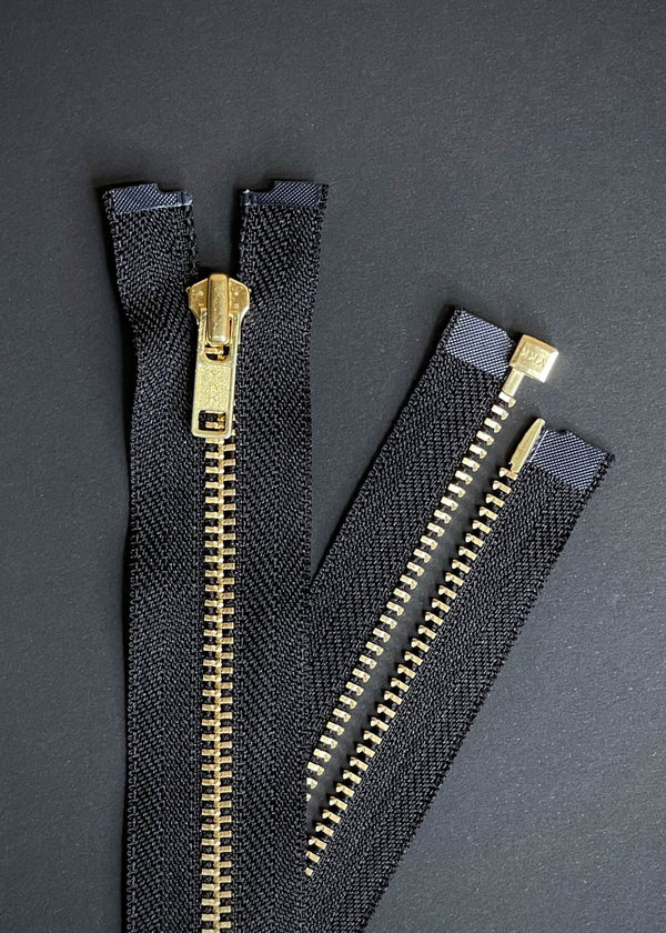 YKK, Open Ended Brass. Black. 60cm