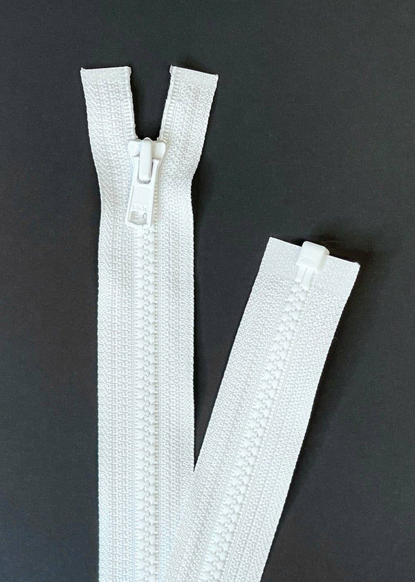 YKK, Open Ended Zip. Vislon #4. Bright White