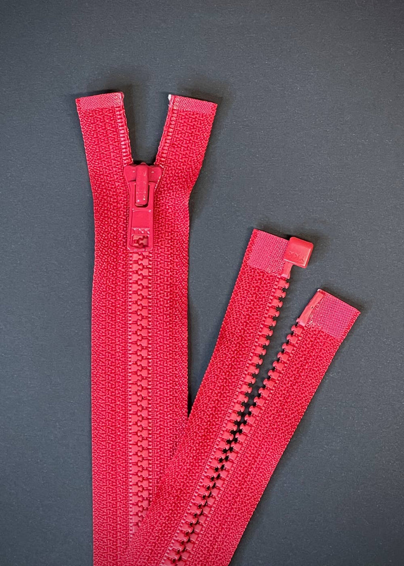 YKK, Open Ended Zip. Vislon 4. Red 40cm