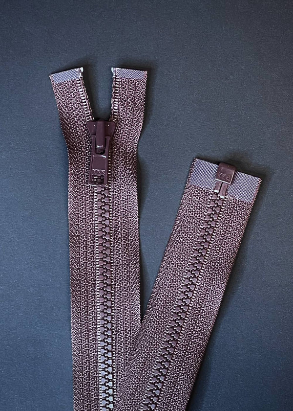 YKK, Open Ended Zip. Vislon 4. Dark Brown