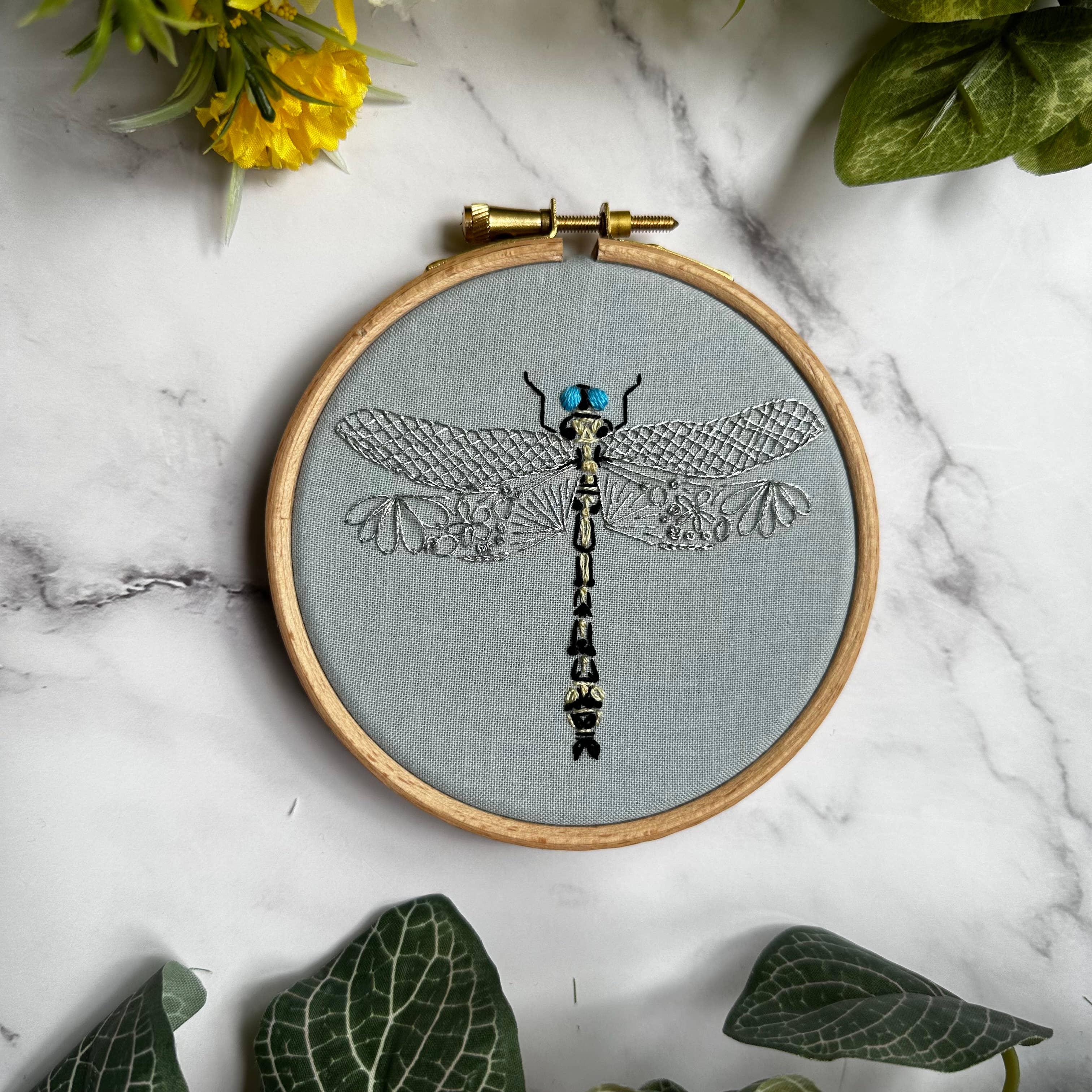 Olive Clubtail Dragonfly - Embroidery Hoop Kit, Nest Embirdery
