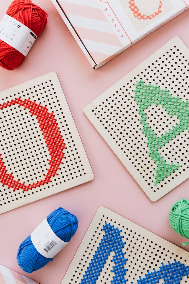 Pegboard Cross Stitch Letter Kit. Red