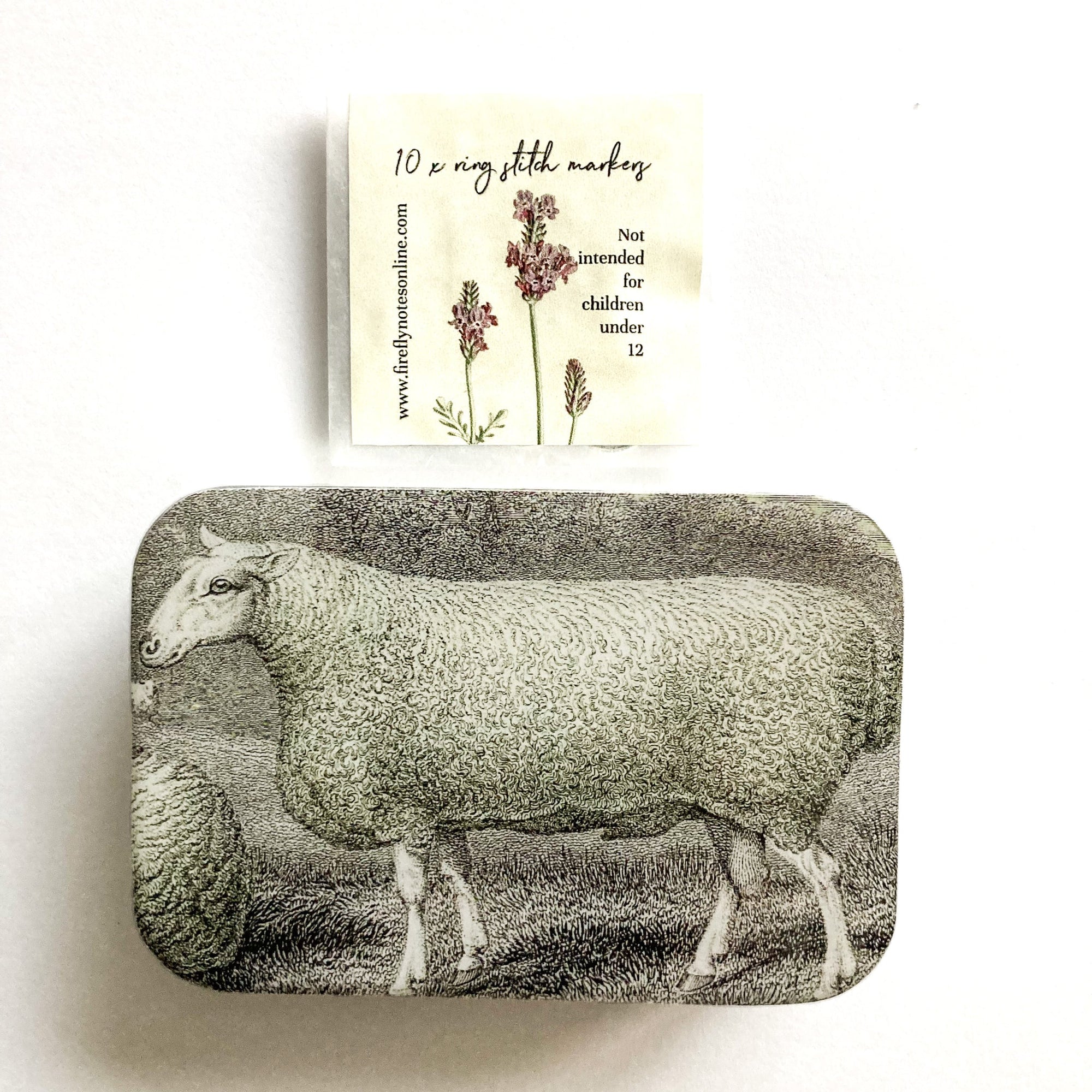 Sheep Notions Tin, Stitch Marker and Yarn Needle