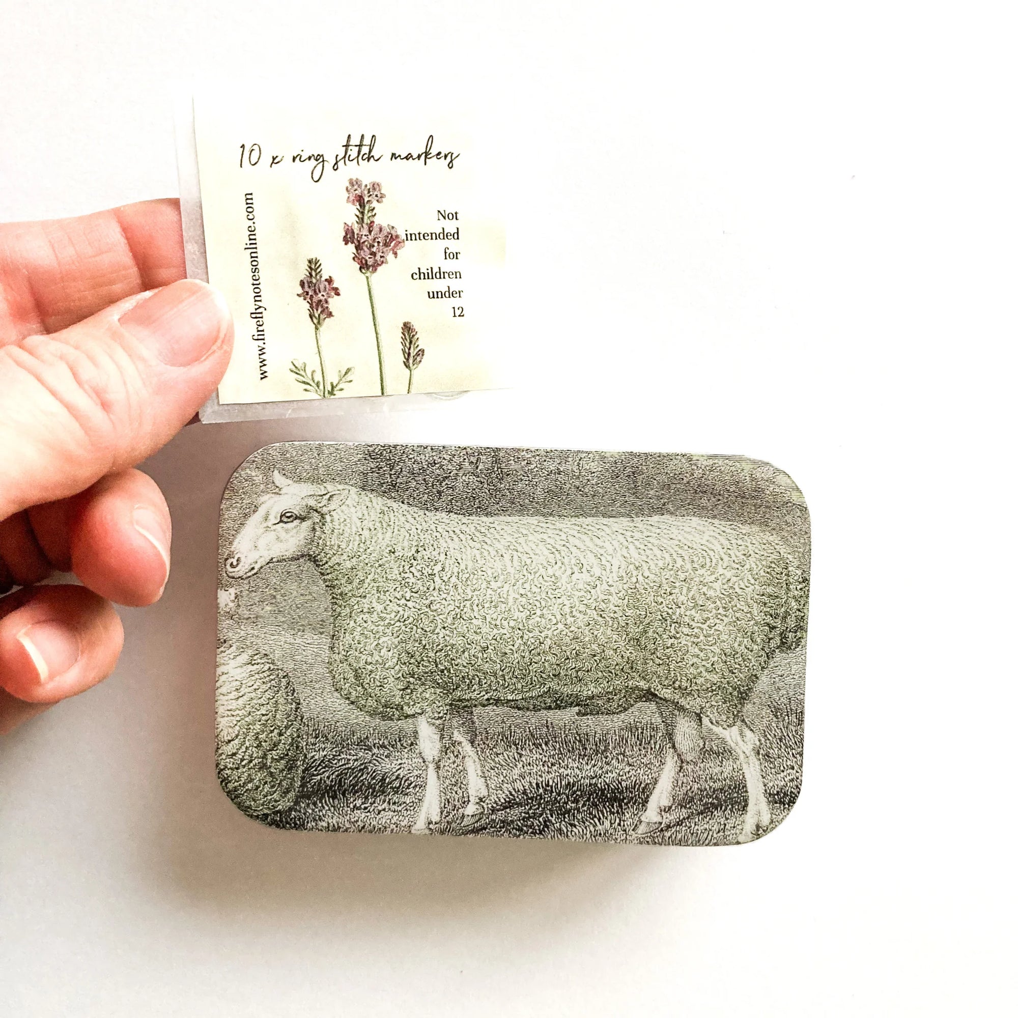 Sheep Notions Tin, Stitch Marker and Yarn Needle