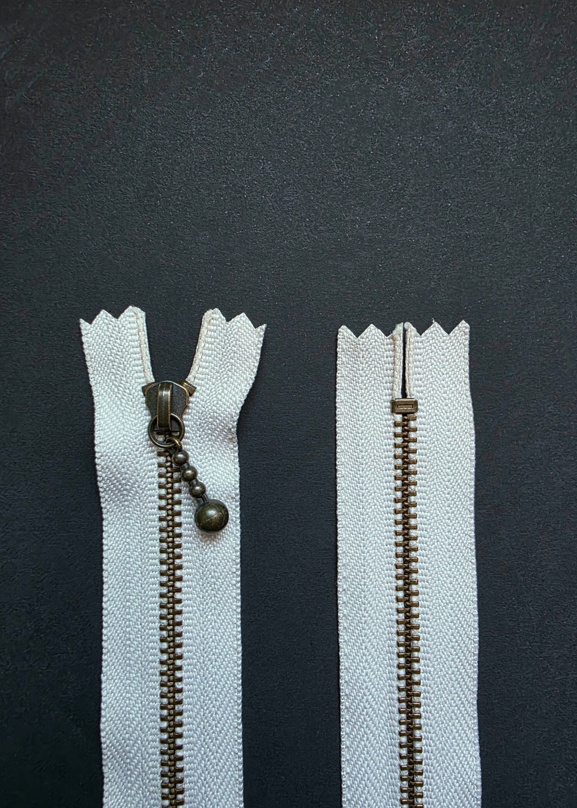 YKK Antique Brass Zip with Ball Pull, Ecru
