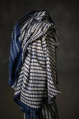 Hand Block Printed Cotton - Indigo Semi Circle