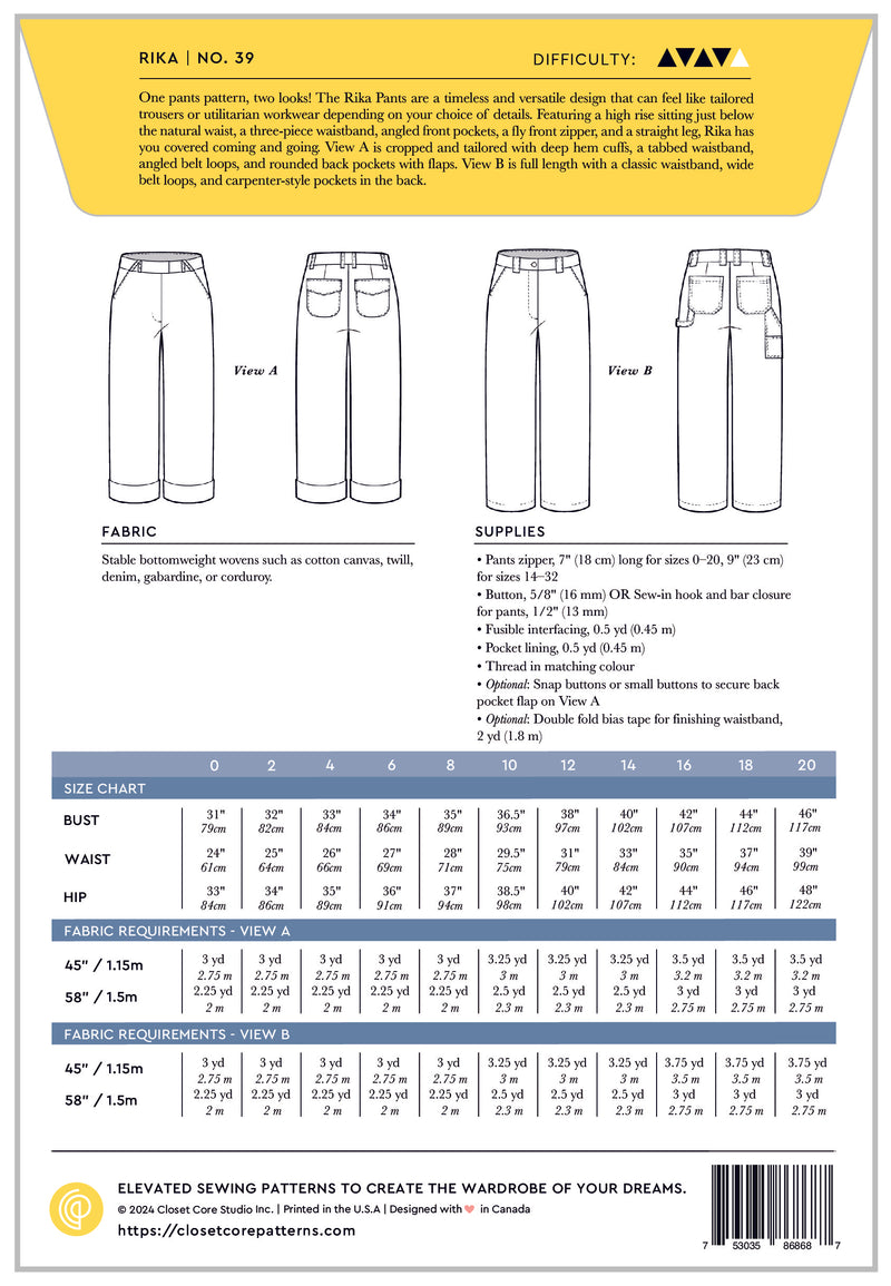 Closet Core Patterns Rika Pants