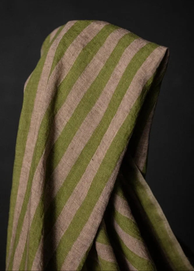 Pepper Twist Stripe Laundered Linen Fabric