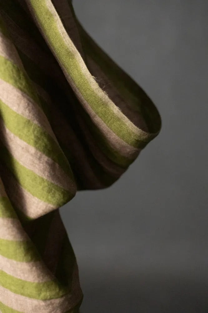 Pepper Twist Stripe Laundered Linen Fabric