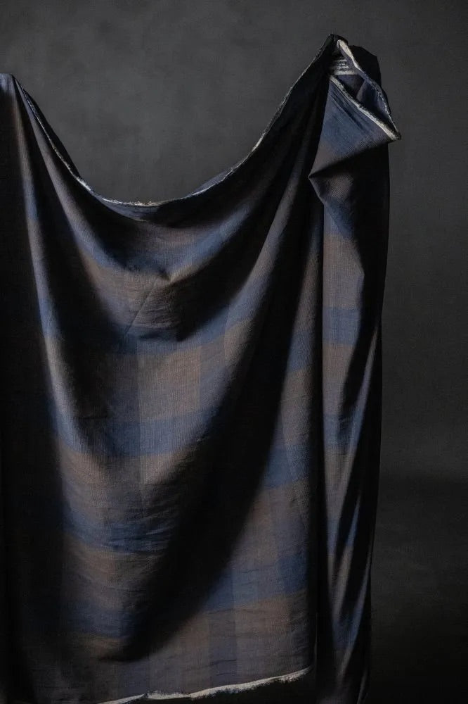 Earthenware Check Laundered Linen Cotton Fabric