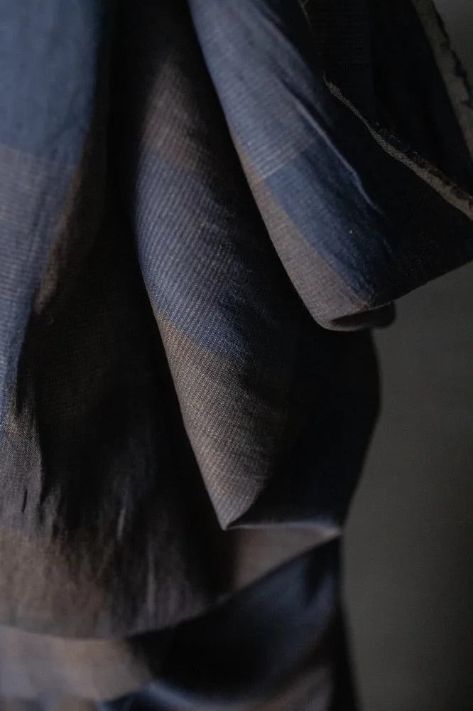 Earthenware Check Laundered Linen Cotton Fabric