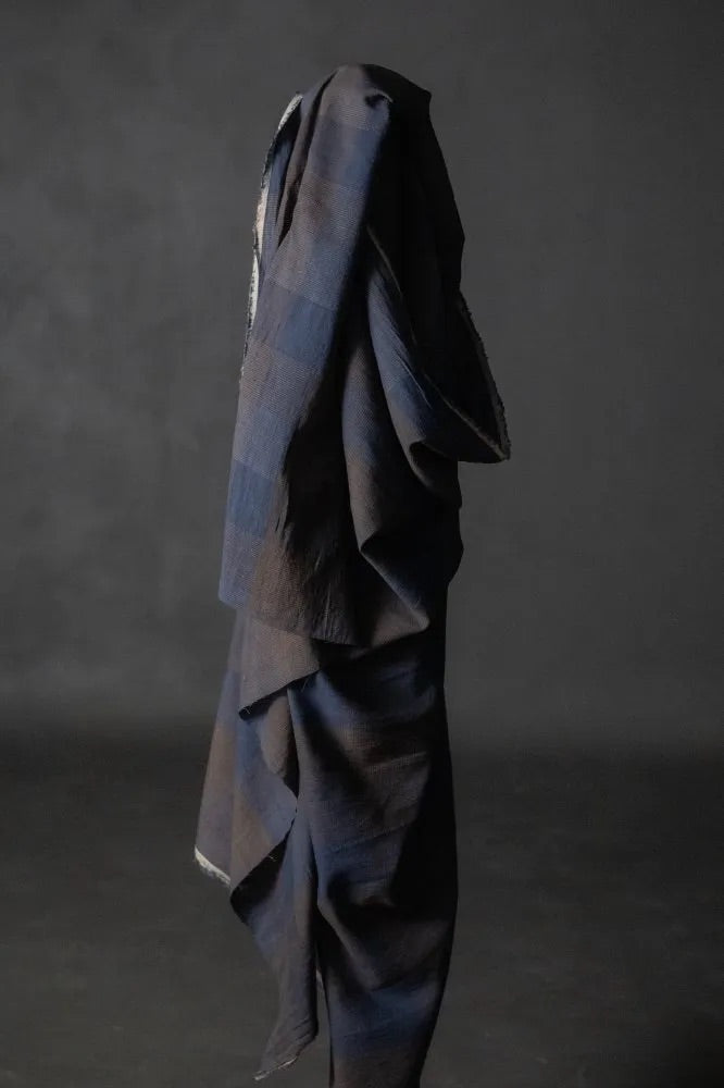 Earthenware Check Laundered Linen Cotton Fabric