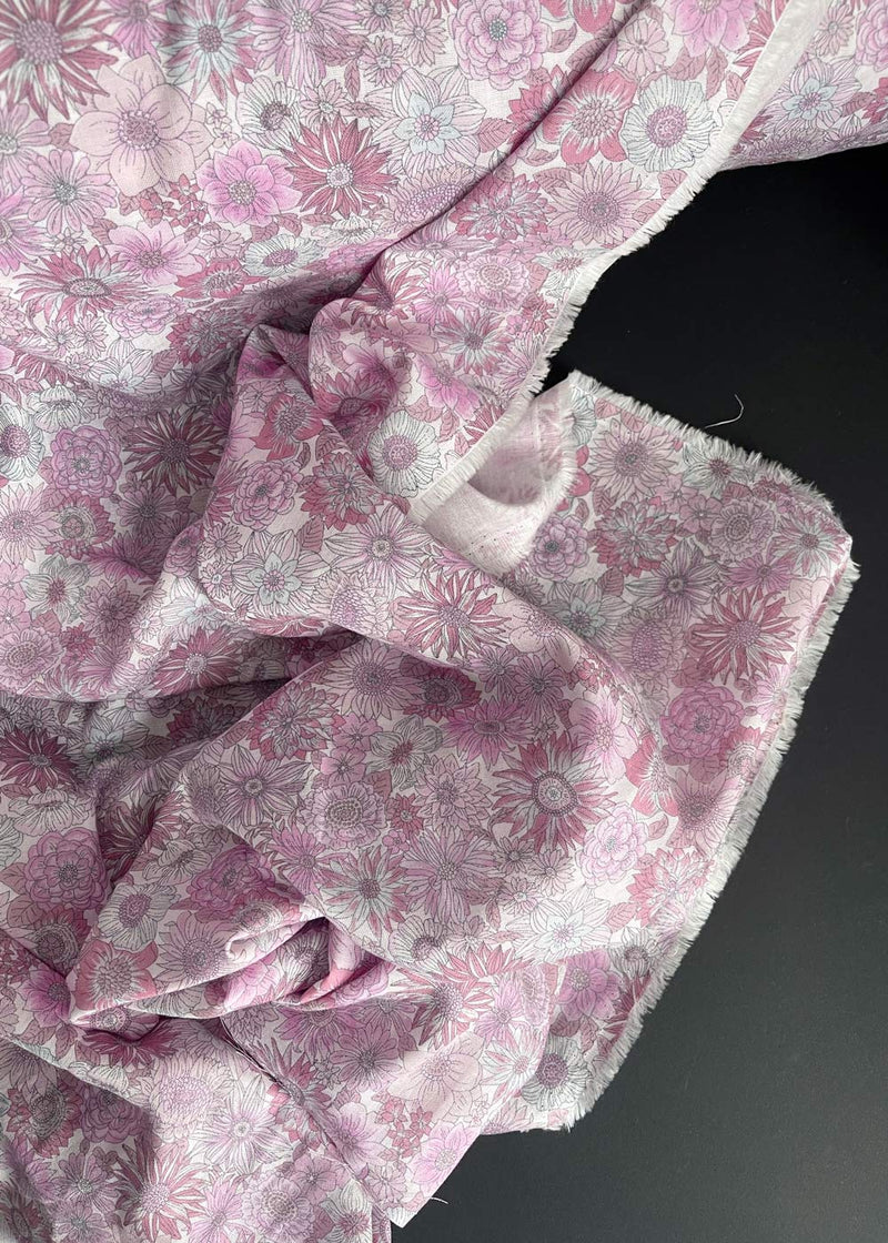 Cotton Double Gauze - Mona Floral Pink