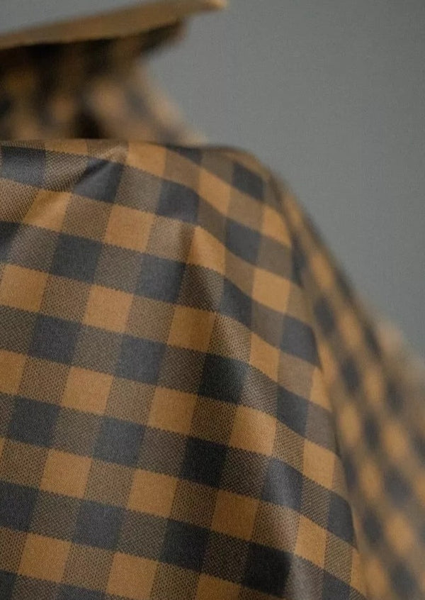 Gingham Organic Cotton Oilskin, Ginger Biscuit