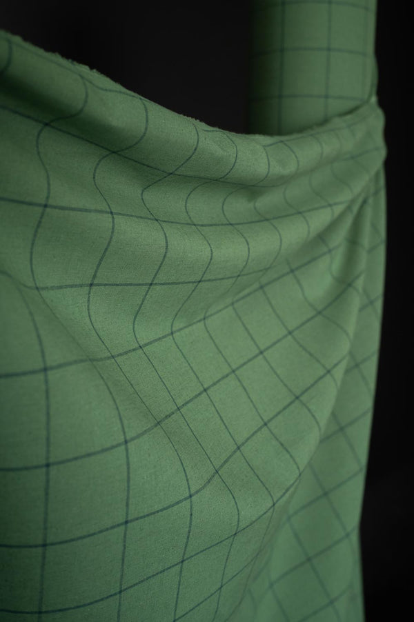 Green Maze Check Laundered Cotton Linen