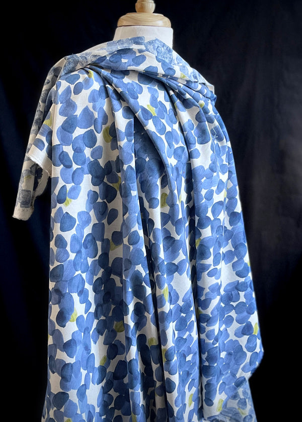 Kokka Trèfle Painter's Blue, Japanese Cotton Linen Fabric
