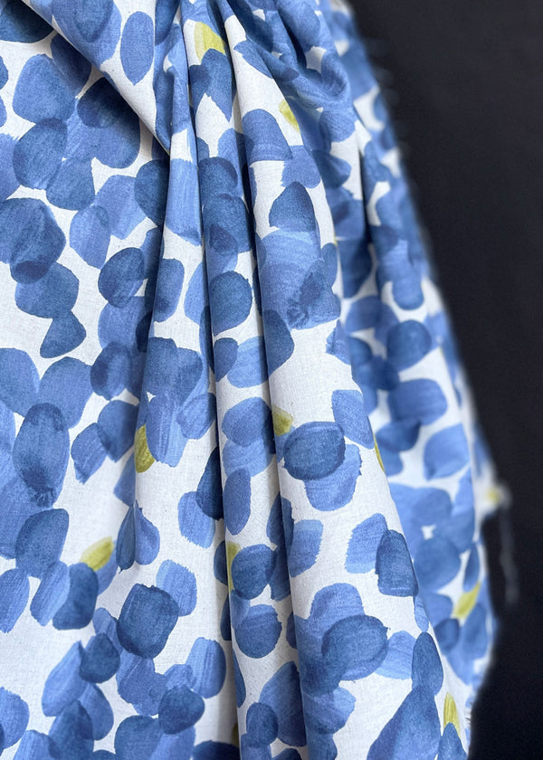 Kokka Trèfle Painter's Blue, Japanese Cotton Linen Fabric