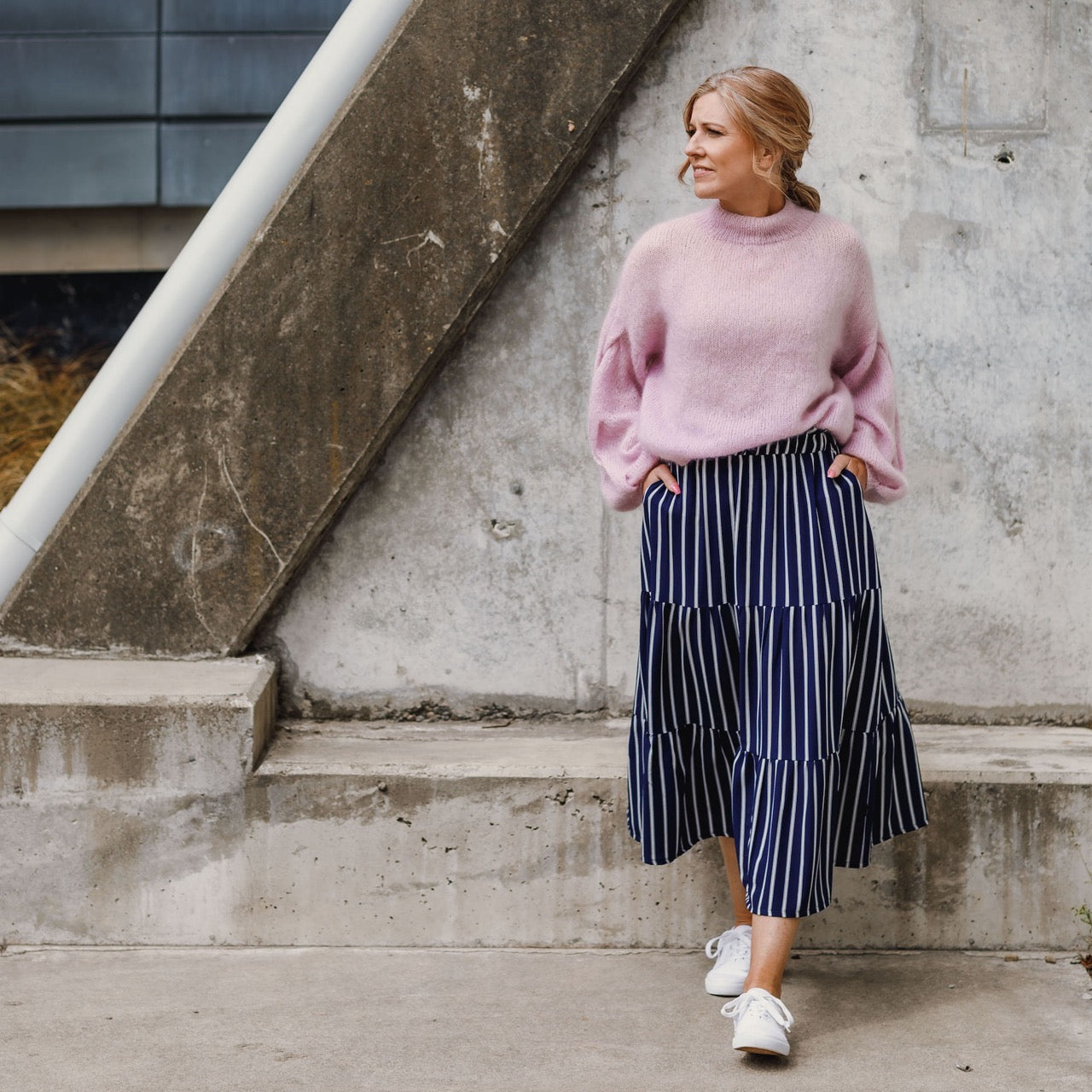 Plait Sleeve Sweater, Purl Foundry. Print Knitting Pattern
