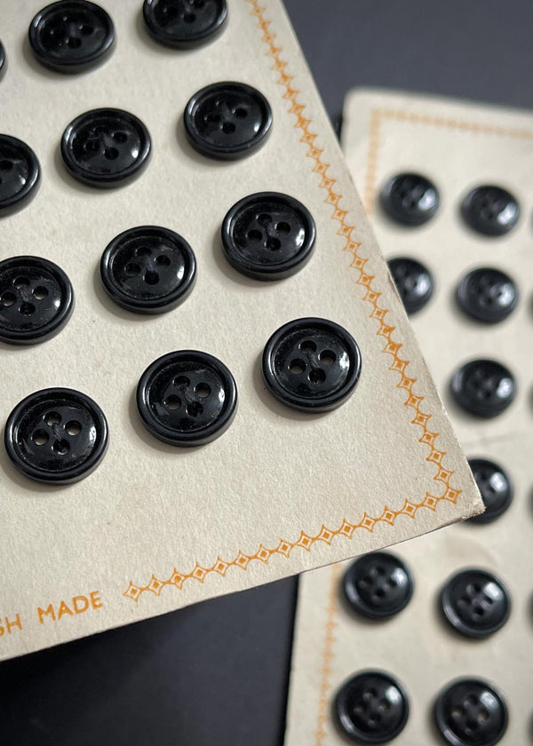 Simple Black Vintage Buttons - 13mm, 16mm