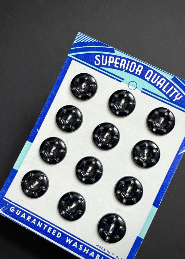 Vintage Buttons. Superior Black 15mm