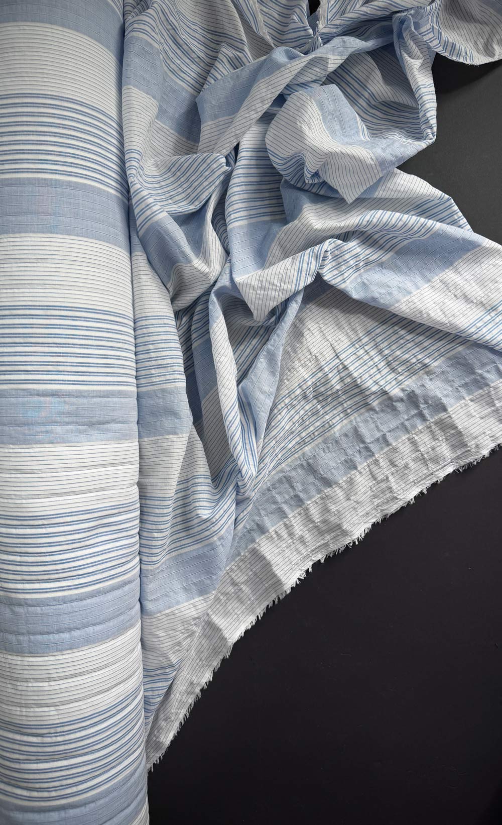 Seaside Stripe, Organic Cotton Shirting - Blue