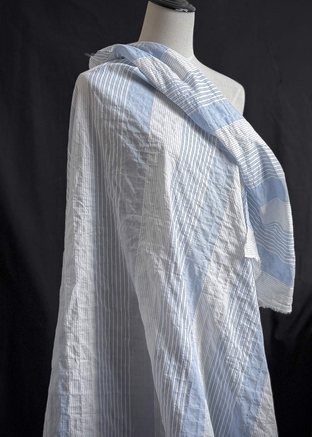 Seaside Stripe, Organic Cotton Shirting - Blue