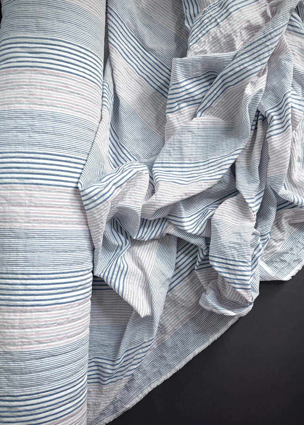 Seaside Stripe, Organic Cotton Shirting - Red