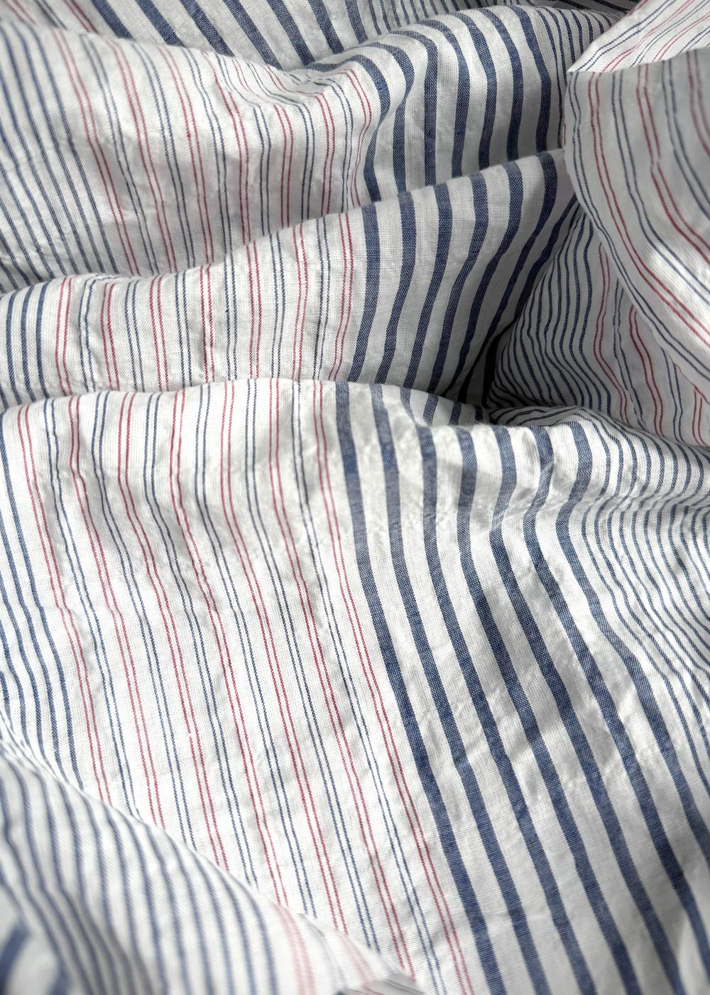 Seaside Stripe, Organic Cotton Shirting - Red